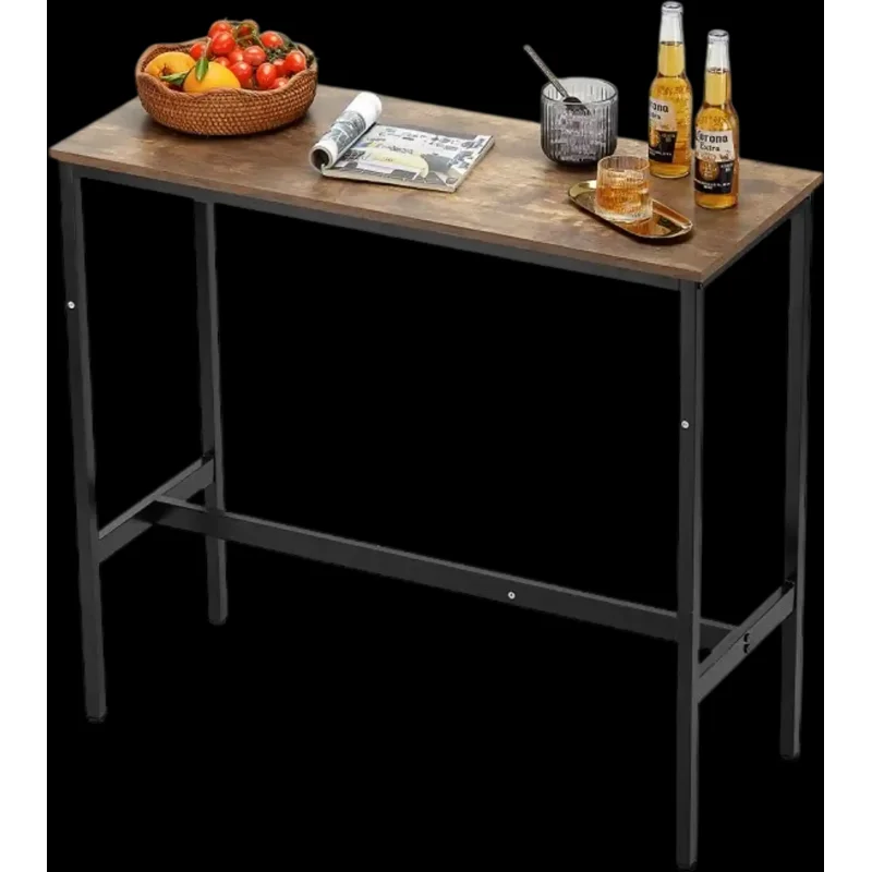 Vevor Bar Table Narrow Long High Top Pub Table 39" x 16" x 35.5" Rustic Brown and Black New