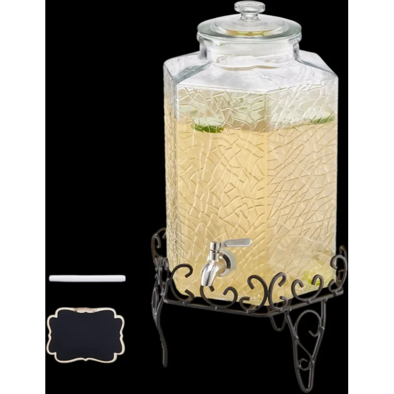 Vevor Beverage Dispenser 2.5 Gal Glass Drink Dispenser with Stand New