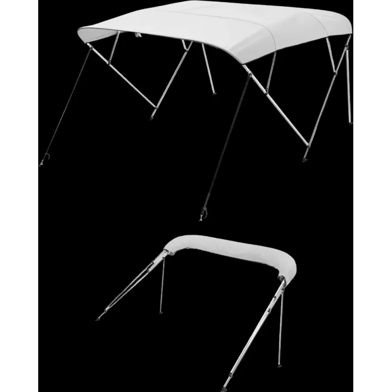 Vevor Bimini Top 4 Bow Waterproof Boat Canopy 96" L x 85"-90" W x 54" H Light Grey New