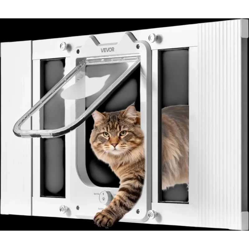 Vevor Cat Door Adjustable Window Fit 23"-28" White New