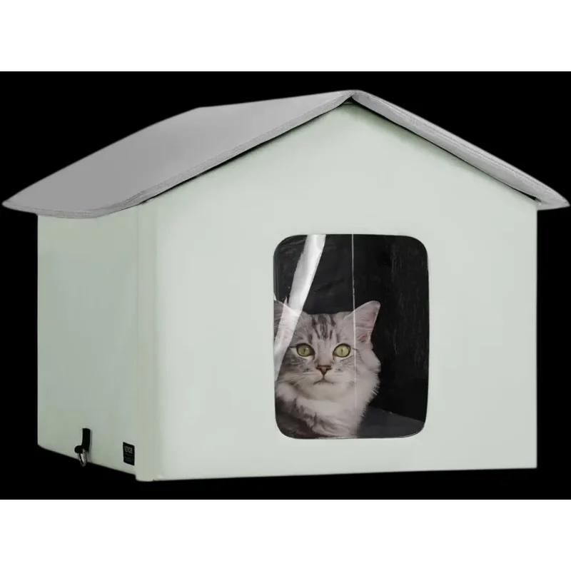 Vevor Cat House Heated Outdoor Kitty Shelter with Pad Green Medium New