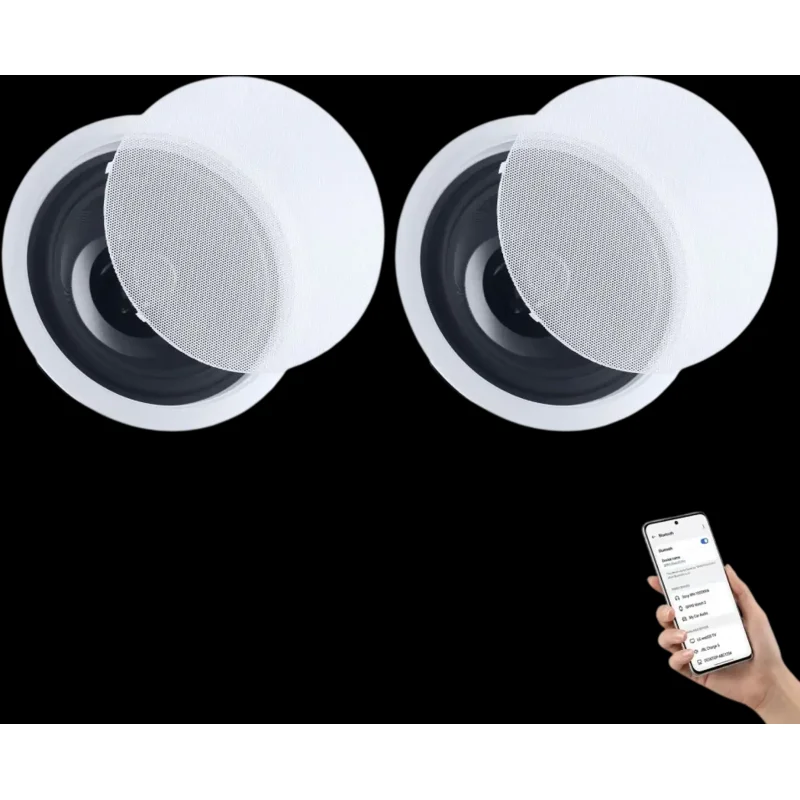Vevor Ceiling Speakers Bluetooth 8" In-Ceiling & In-Wall Speaker System with Amplifier 1 Pair New