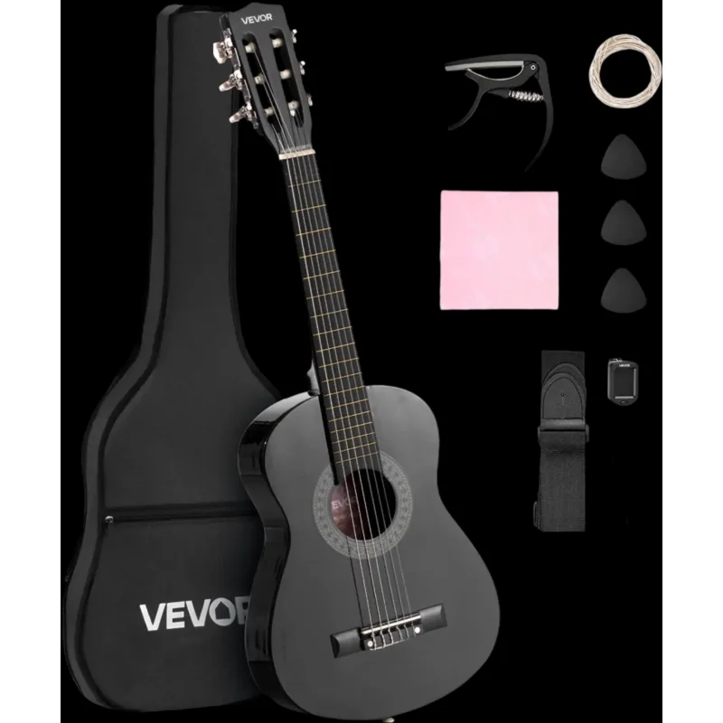 Vevor Classical Guitar 30" Beginner Starter Kit Black New