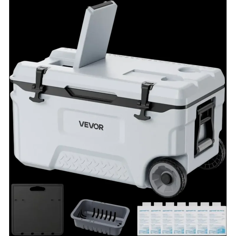 Vevor Cooler 52 QT Portable Rolling Hard Cooler with Wheels New