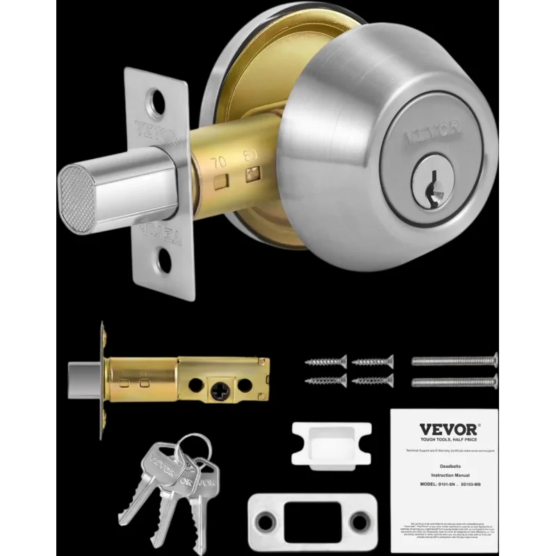 Vevor Deadbolt Lock Single Cylinder Satin Nickel New