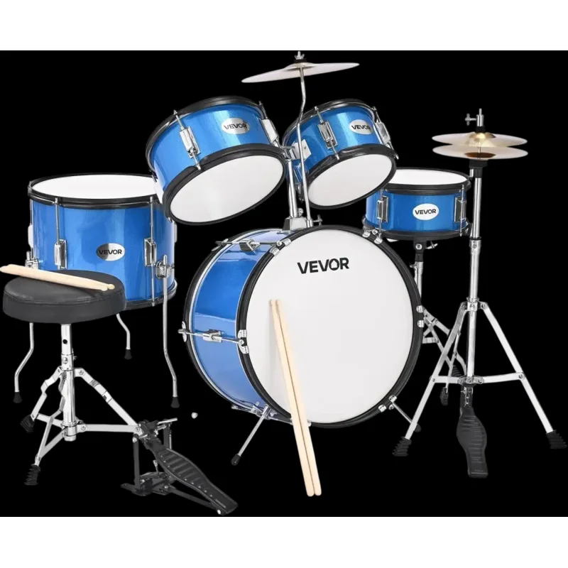 Vevor Drum Set 5-Piece Kids Junior Musical Drum Kit 16" Bass Blue New