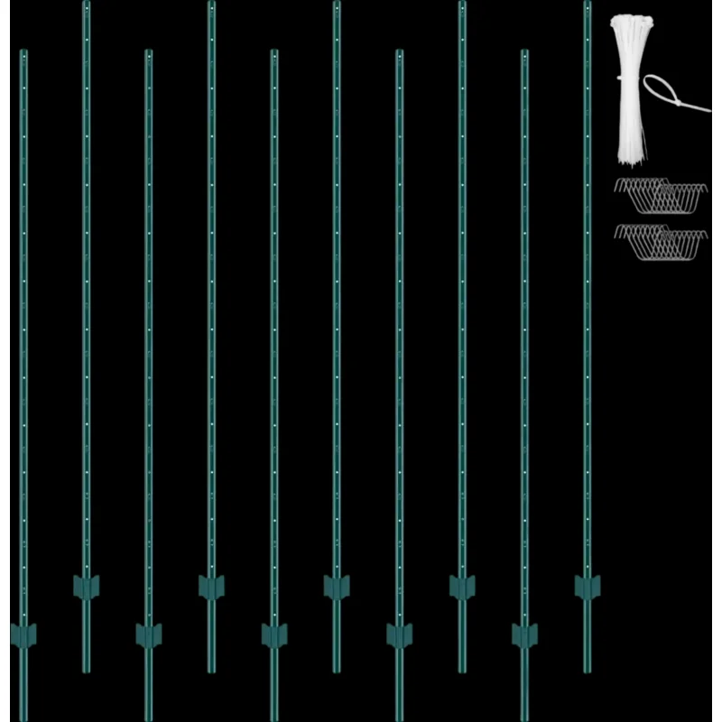 Vevor Fence Post 7' 10-Pack Heavy Duty Metal U-Channel Green New