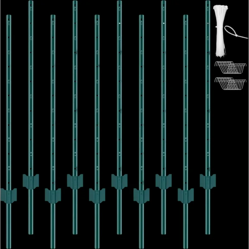 Vevor Fence Posts 4' 10-Pack Heavy Duty U-Channel Metal Green New