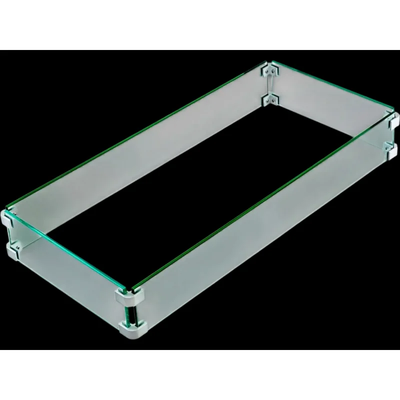 Vevor Fire Pit Wind Guard Tempered Glass Fence 29.5 x 13.6 x 4" New