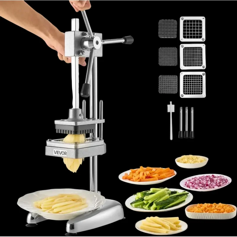 Vevor French Fry Cutter Commercial Stainless Steel Vegetable Chopper with 3 Blades New