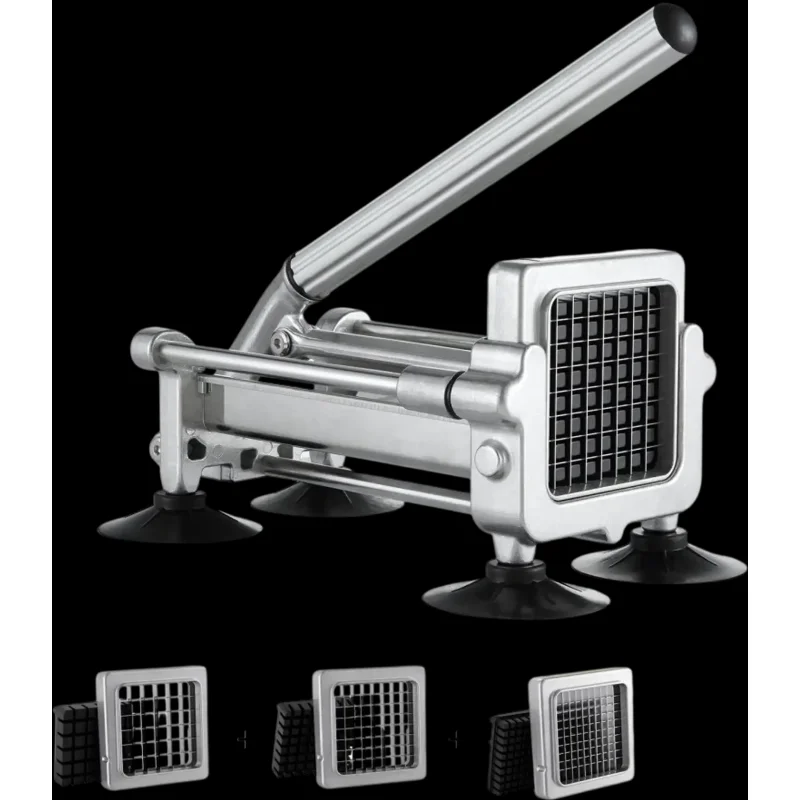 Vevor French Fry Cutter Stainless Steel Potato Slicer with 1/2", 3/8", 1/4" Blades New