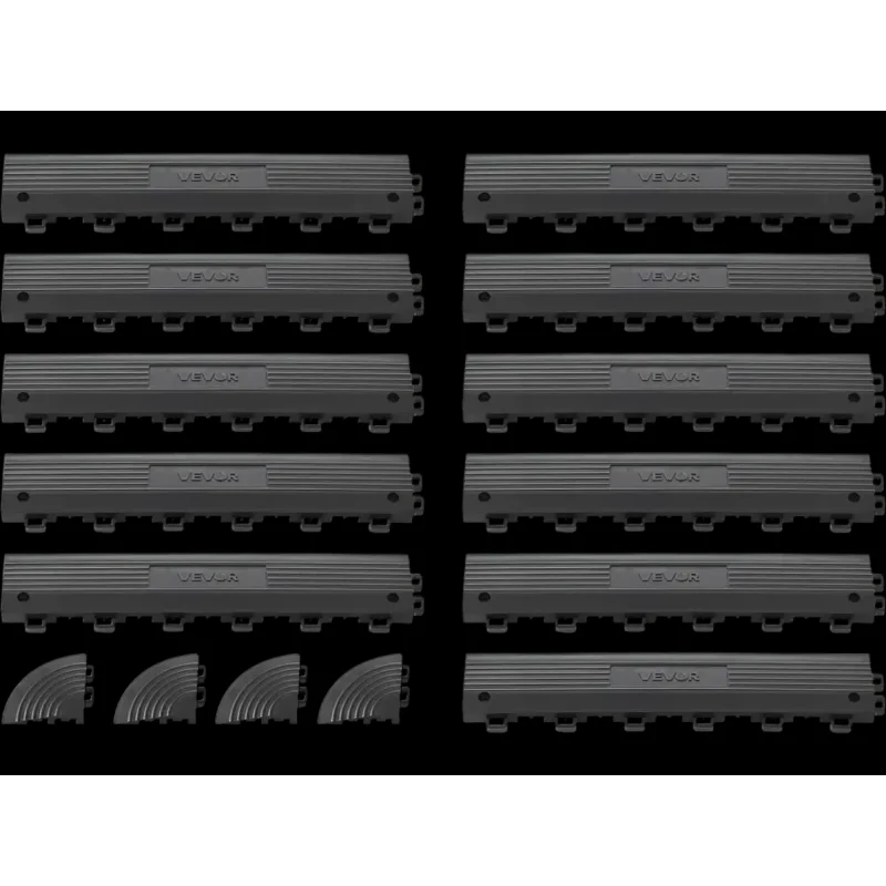 Vevor Garage Floor Edge Trim 11-Piece Transition Edge Kit Black New