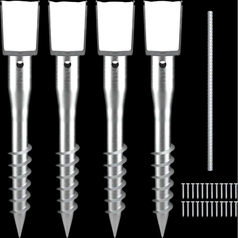 Vevor Ground Anchor No Dig Screw-In Post Stake 4 Pack 3.94 x 2.76 x 27.56" New