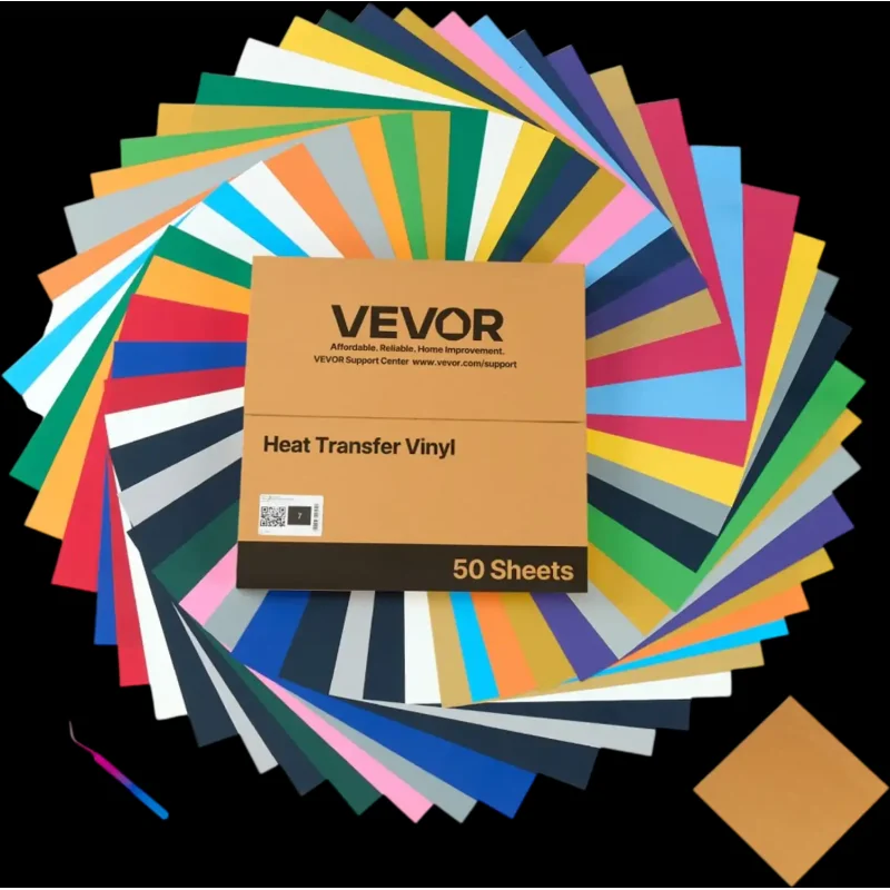 Vevor Heat Transfer Vinyl 50-Pack 12" x 12" Glossy Multicolor Iron-On Bundle New