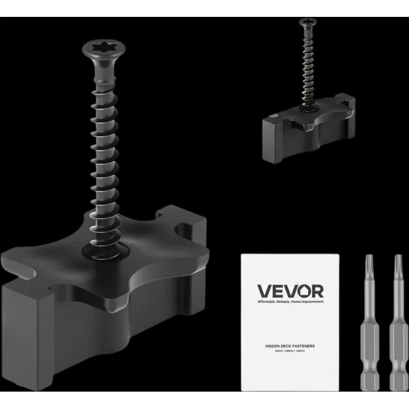 Vevor Hidden Deck Fasteners 900-Pc Composite Decking T Clips Black New