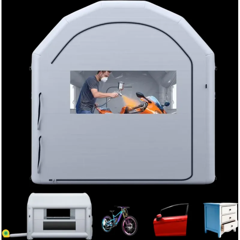 Vevor Inflatable Paint Booth 13 x 10 x 9' Portable Spray Booth Gray New