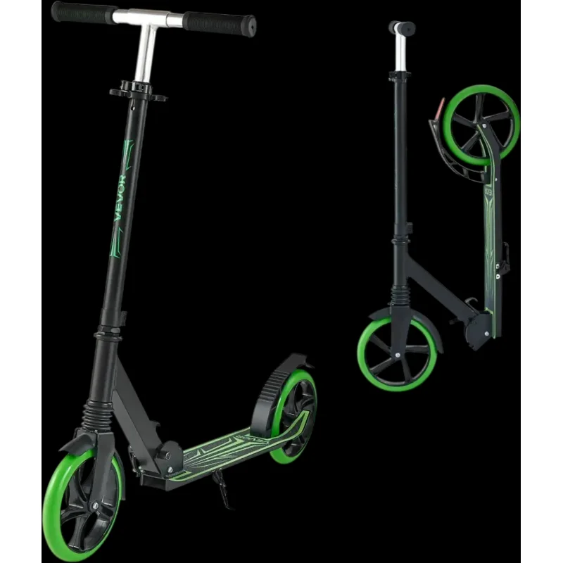 Vevor Kick Scooter Foldable 2-Wheel Adjustable Height Black + Green New
