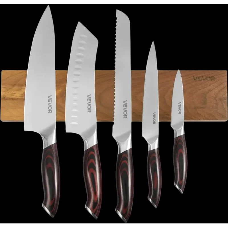 Vevor Kitchen Knife Set 6-Piece Damascus Steel Cutlery Set with Magnetic Holder New