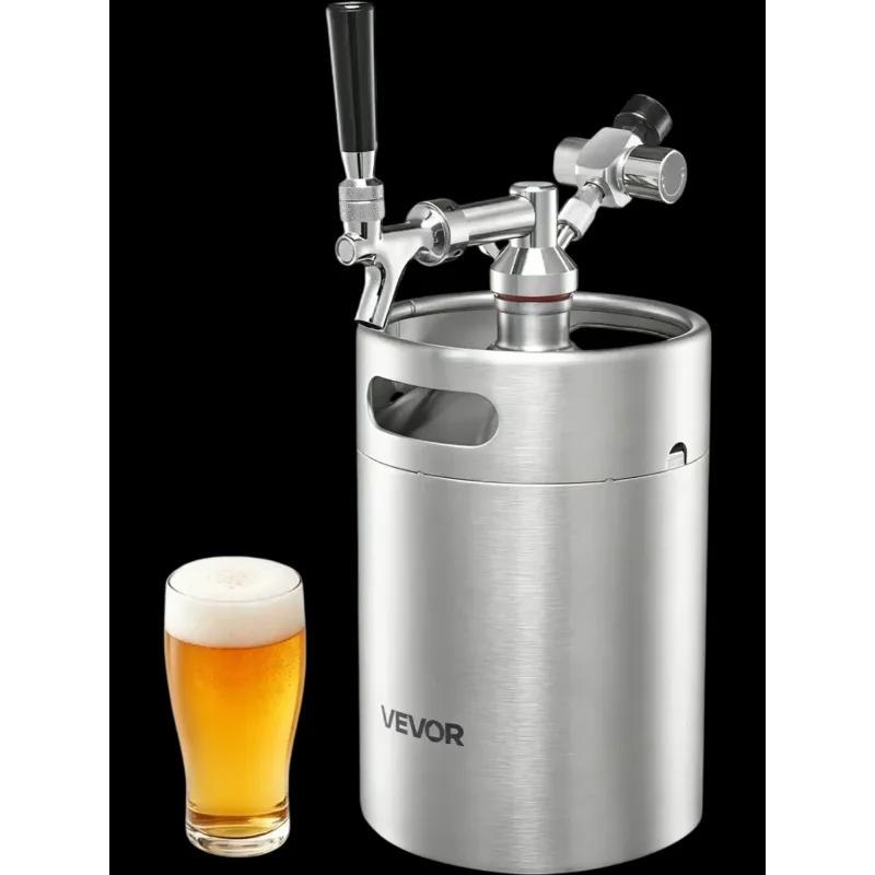 Vevor Mini Keg Pressurized Growler Tap System 170 oz 5 L Stainless Steel Beer Kit New