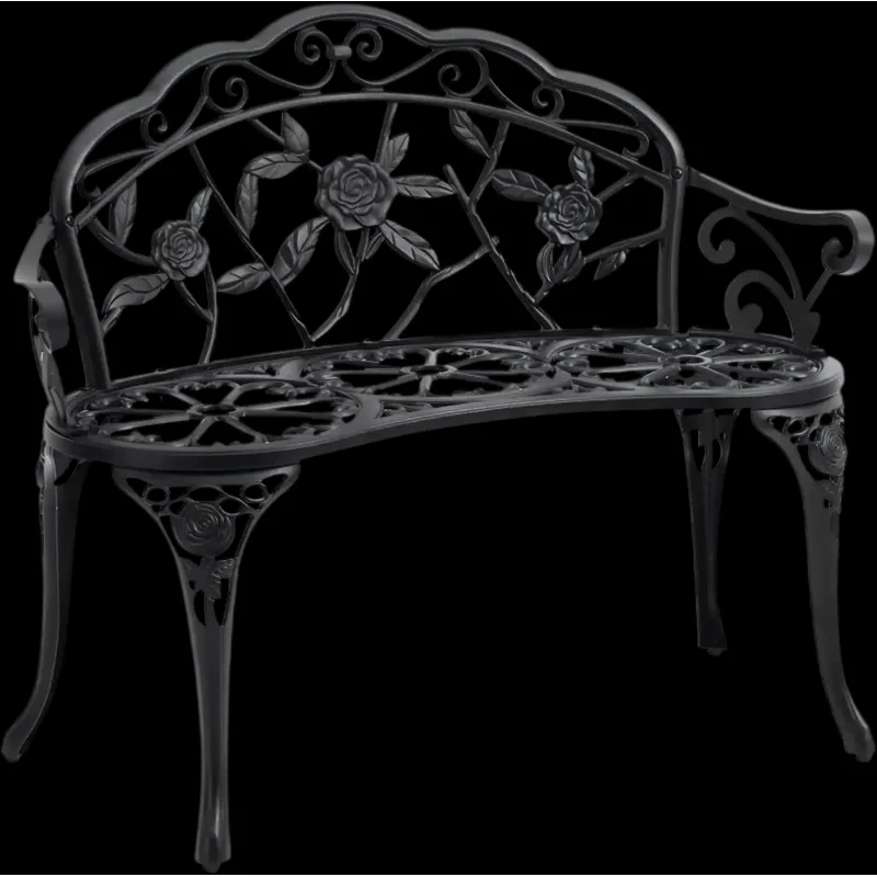 Vevor Outdoor Bench Metal Garden Bench with Backrest and Armrests 38.8" New