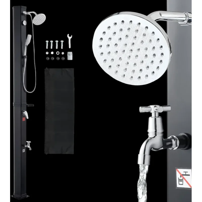 Vevor Outdoor Shower Solar Heated Freestanding 10.6 Gal Black New