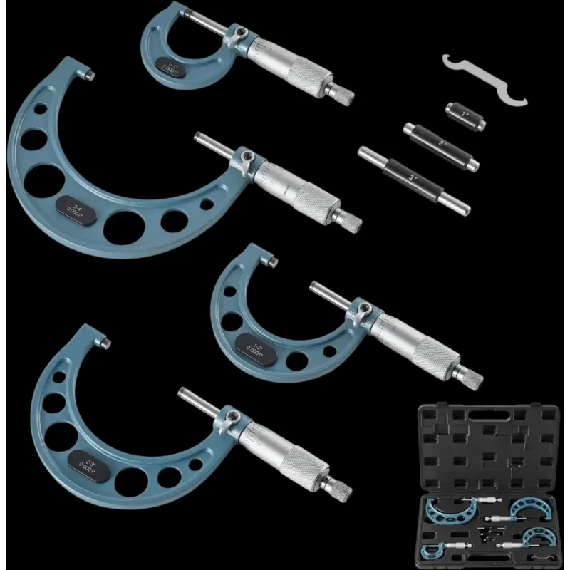 Vevor Outside Micrometer Set 4-Pc 0-4" Precision Machinist Tool with Case New