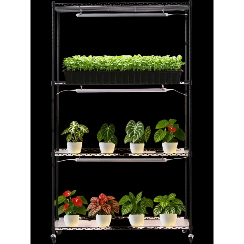 Vevor Plant Stand Indoor Plant Shelf with Grow Light 4-Tier 59" Tall New