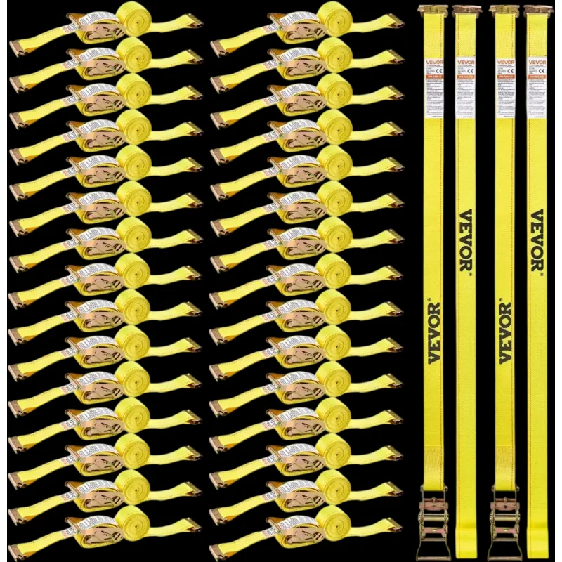 Vevor Ratchet Straps 2" x 15' 30-Pack E-Track Tie Down Set Yellow New