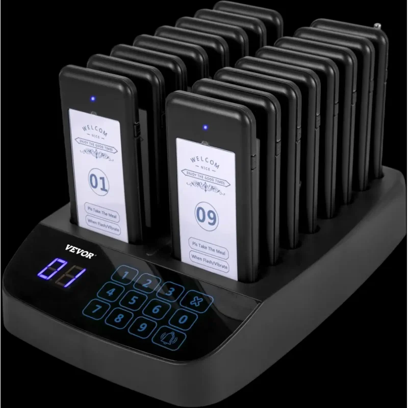 Vevor Restaurant Pager System Wireless Guest Paging System with 16 Pagers New