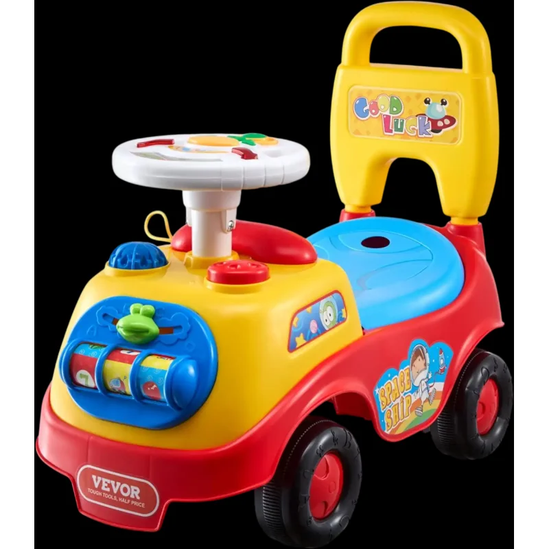 Vevor Ride On Push Car Toddler Sit-to-Stand Toy with Music Steering Wheel & Under-Seat Storage New