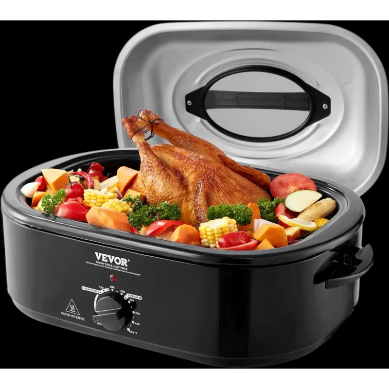 Vevor Roaster Oven 24 QT Electric Turkey Roaster with Self-Basting Lid Black New