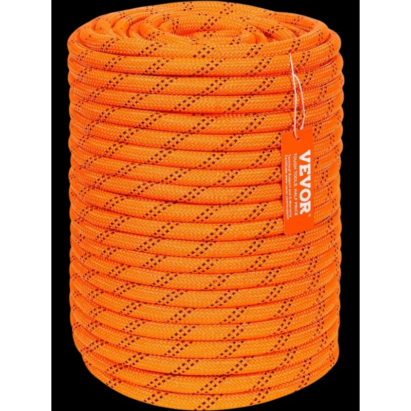 Vevor Rope Double-Braided Polyester 1/2" x 220' 8000 lbs Orange/Black New