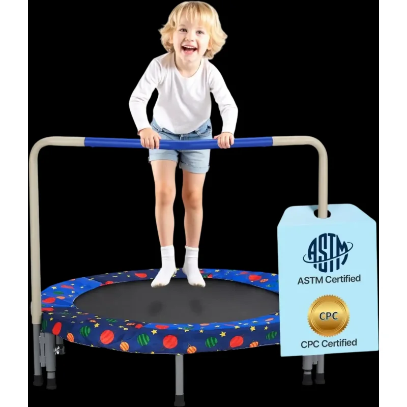 Vevor Round Trampoline 36" Foldable Kids Mini Rebounder with Handle Blue New