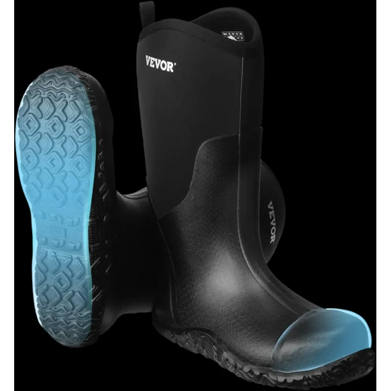 Vevor Rubber Boots Men's Steel Toe Waterproof Work Rain Boots Size 12 New