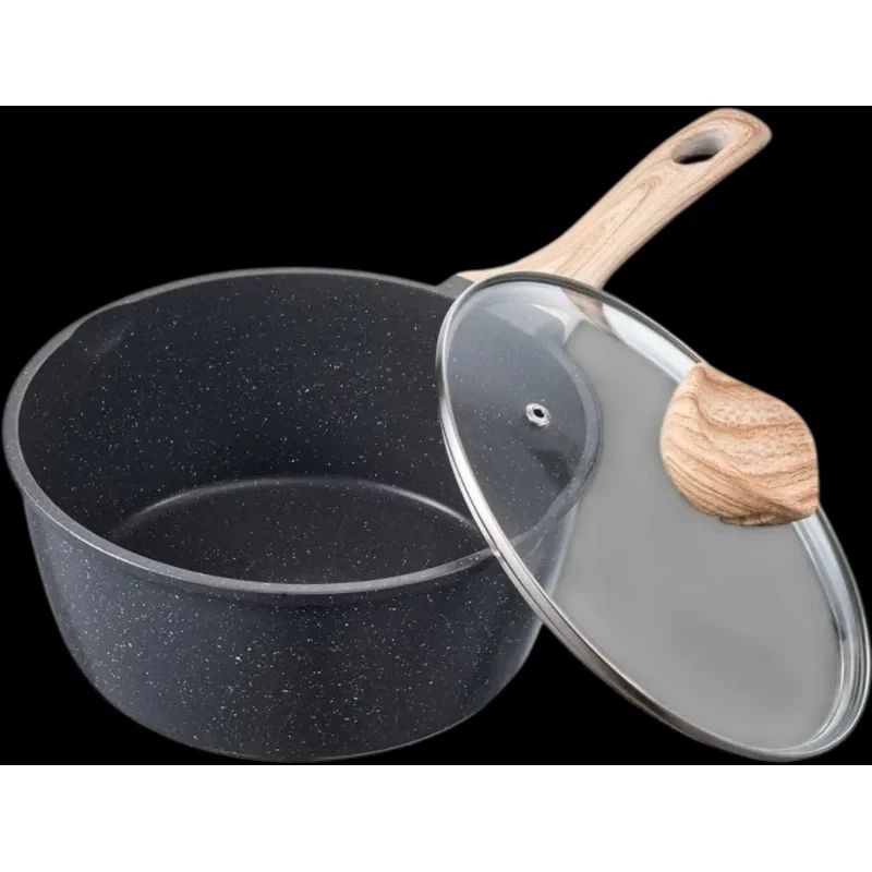 Vevor Saucepan 2.5 Qt Nonstick Saucepan with Glass Lid Detachable Handle Black New