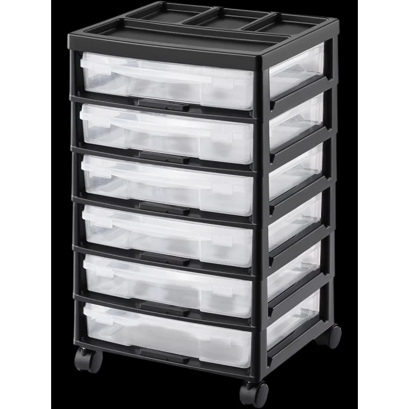 Vevor Scrapbook Rolling Storage Cart 6-Tier Black with 6 Clear Cases New