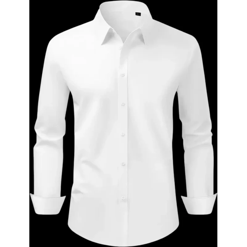 Vevor Shirt Men's Long Sleeve Wrinkle-Free Business Casual White Large New