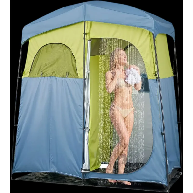 Vevor Shower Tent 2-Room Portable Camping Privacy Tent with Shower Bag Green New