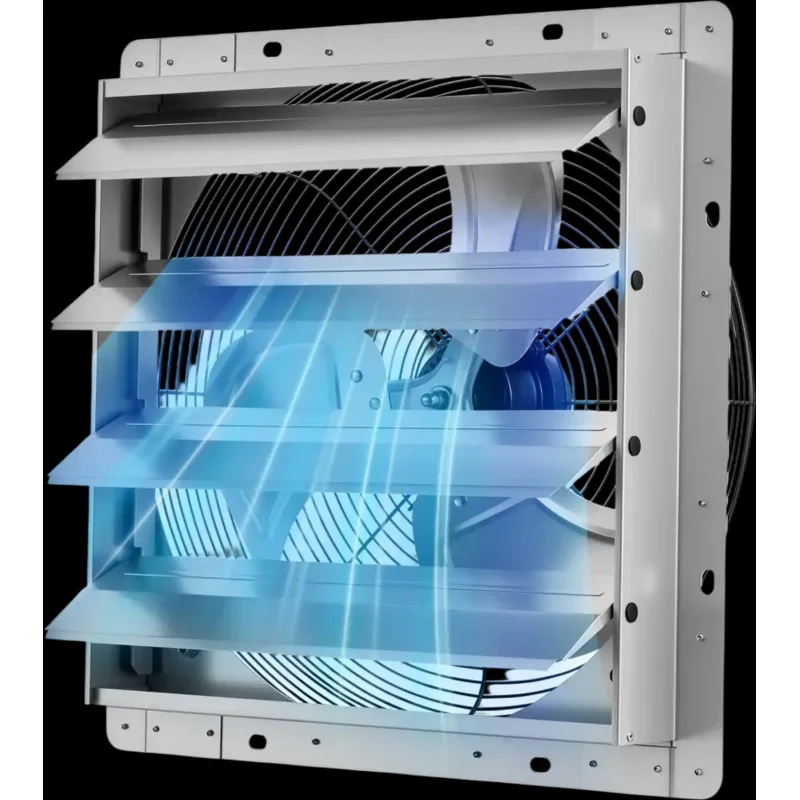 Vevor Shutter Exhaust Fan 16" Wall Mounted Automatic Louvers Silver New