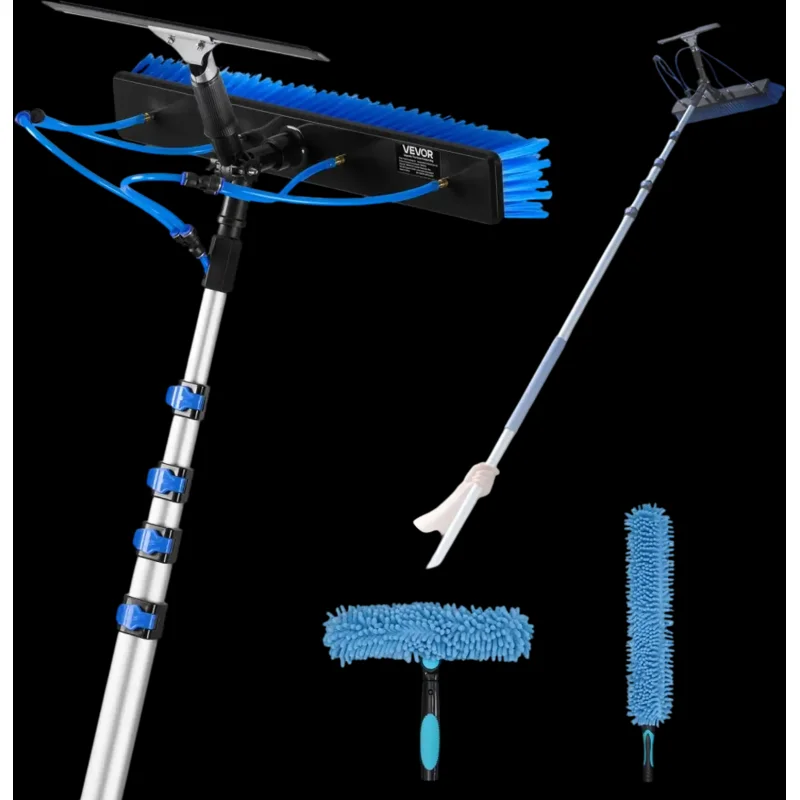 Vevor Solar Panel Cleaning Kit 26' Water Fed Pole with Brush, Squeegee & Soap Dispenser New
