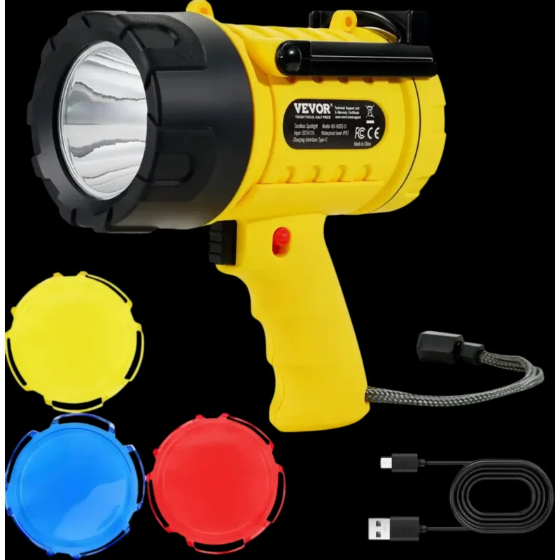 Vevor Spotlight Rechargeable Waterproof LED Searchlight New