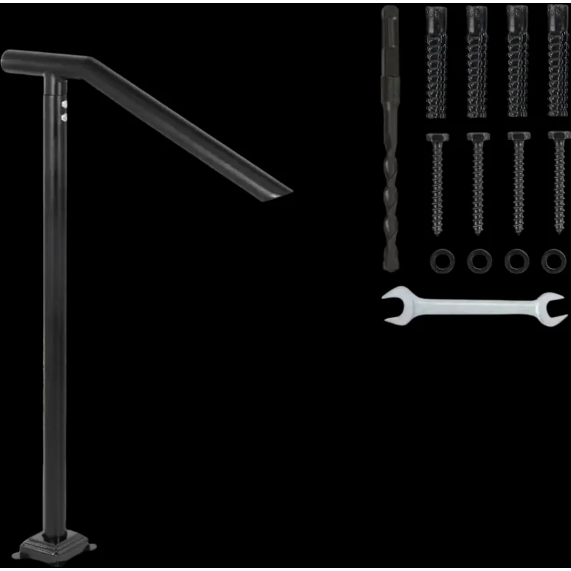 Vevor Stair Handrail 3' Black Iron Railing for 2 to 3 Steps New