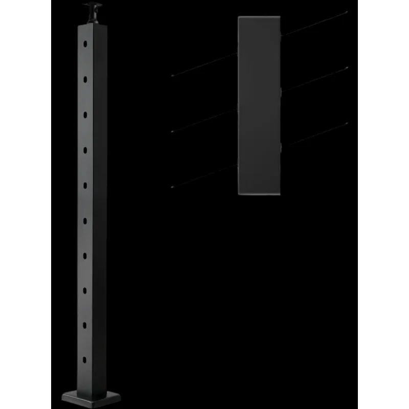 Vevor Stair Railing Post 36x2x2" Cable Rail Post 30 Angled Holes Black New
