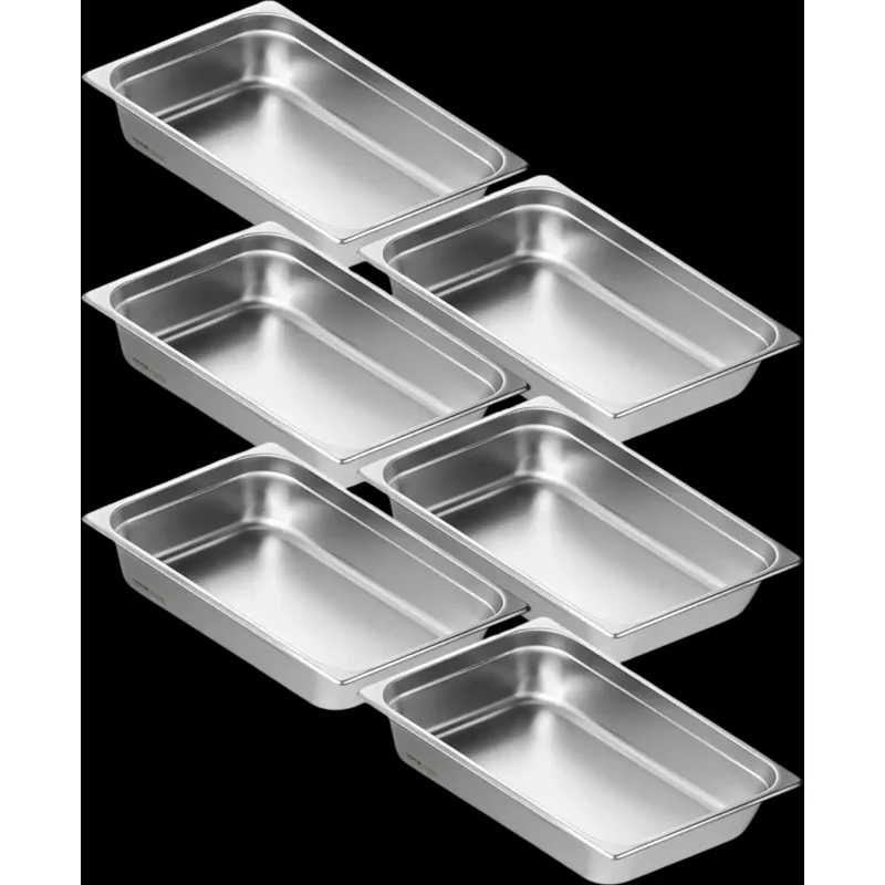 Vevor Steam Table Pan Full-Size 6-Pack 4" Deep Stainless Steel Hotel Pans New