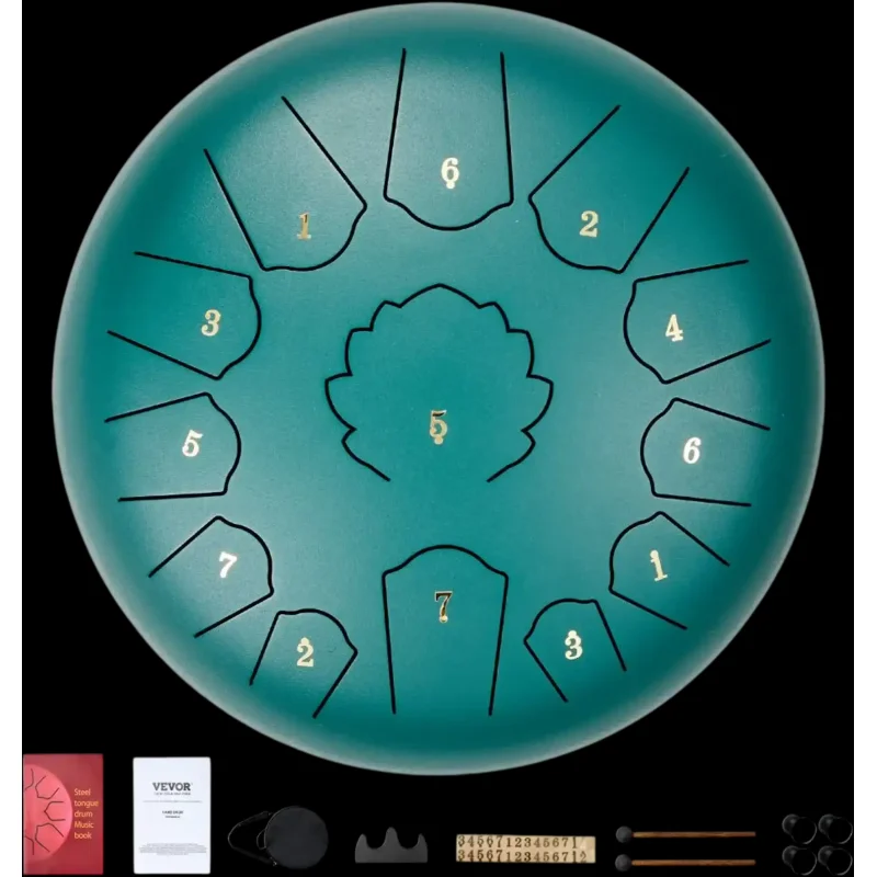 Vevor Steel Tongue Drum 12" 13-Note C Major Green New