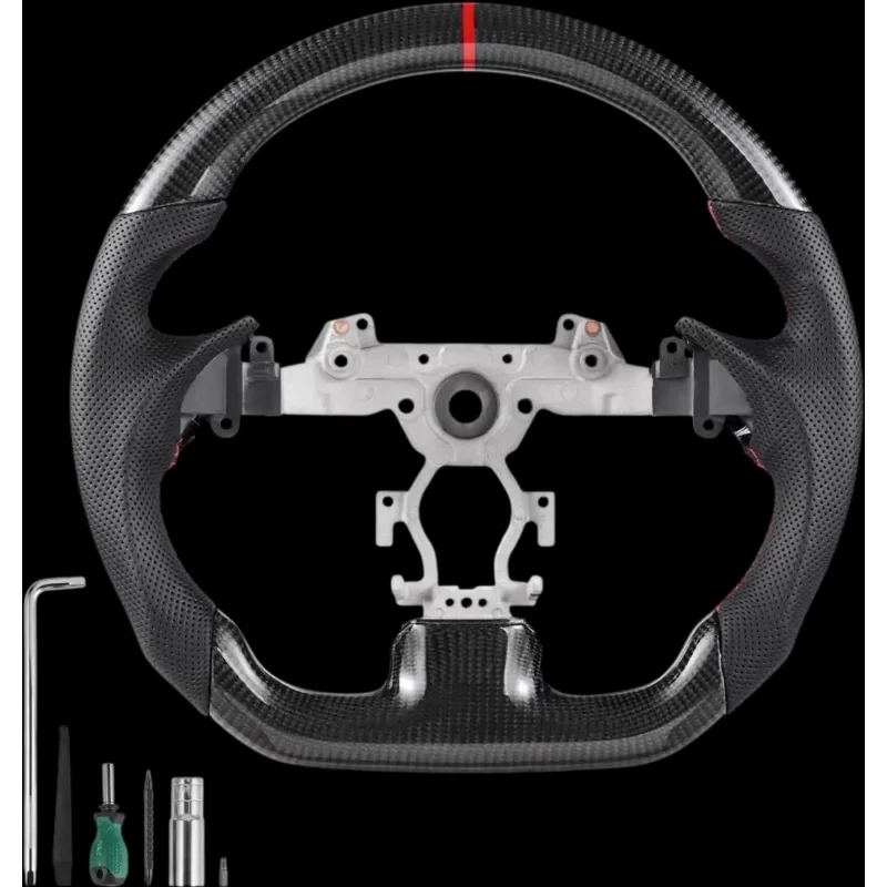 Vevor Steering Wheel Carbon Fiber D-Shaped Flat-Bottom for 2007-2013 Infiniti G37 Black New