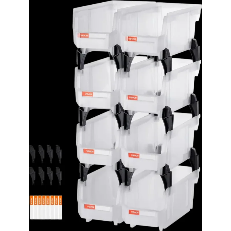 Vevor Storage Bins Stackable Small Transparent 10.9" x 5.5" x 5.1" 8-Pack New