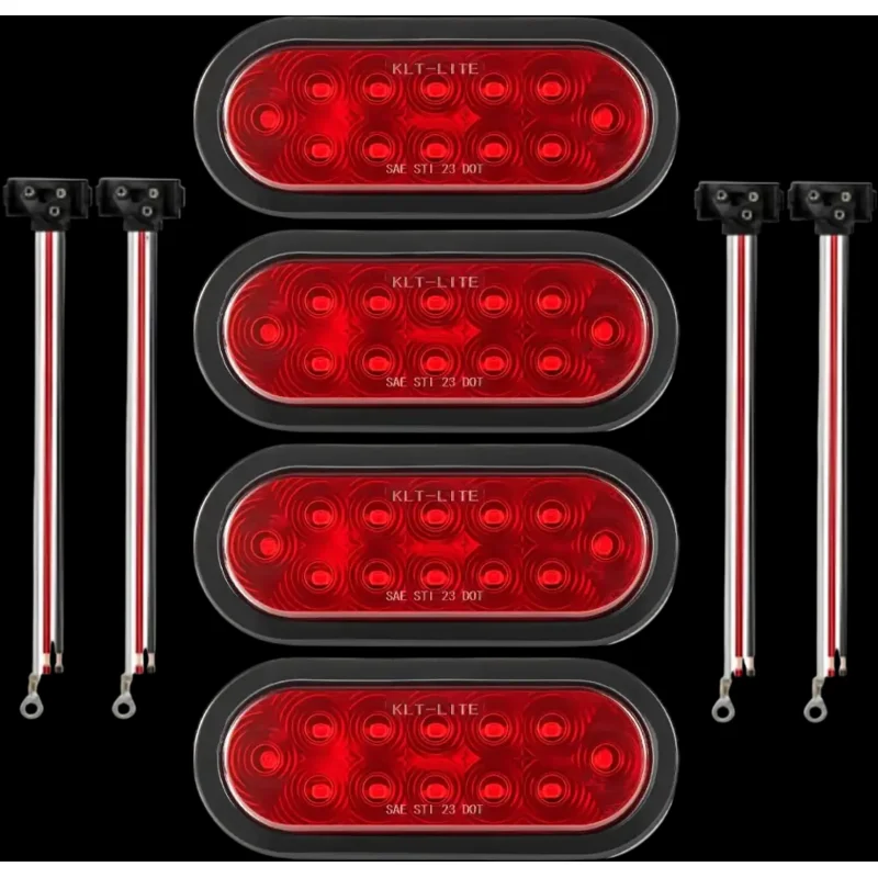 Vevor Trailer Lights 4-Pc 12V Oval LED Tail Light Kit Red New