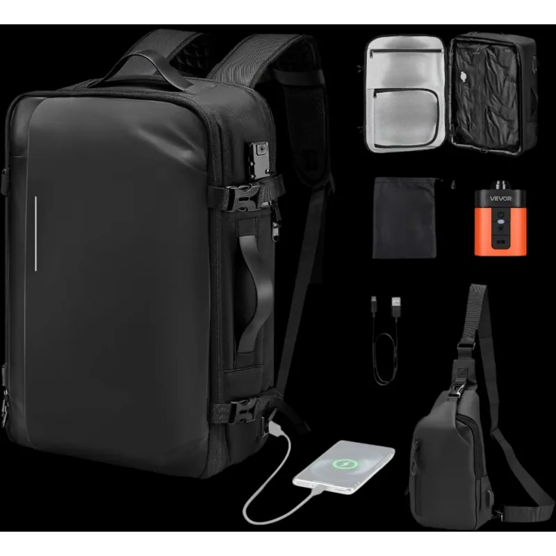Vevor Travel Backpack Vacuum Seal Compression 65L Carry-On with Pump Black New