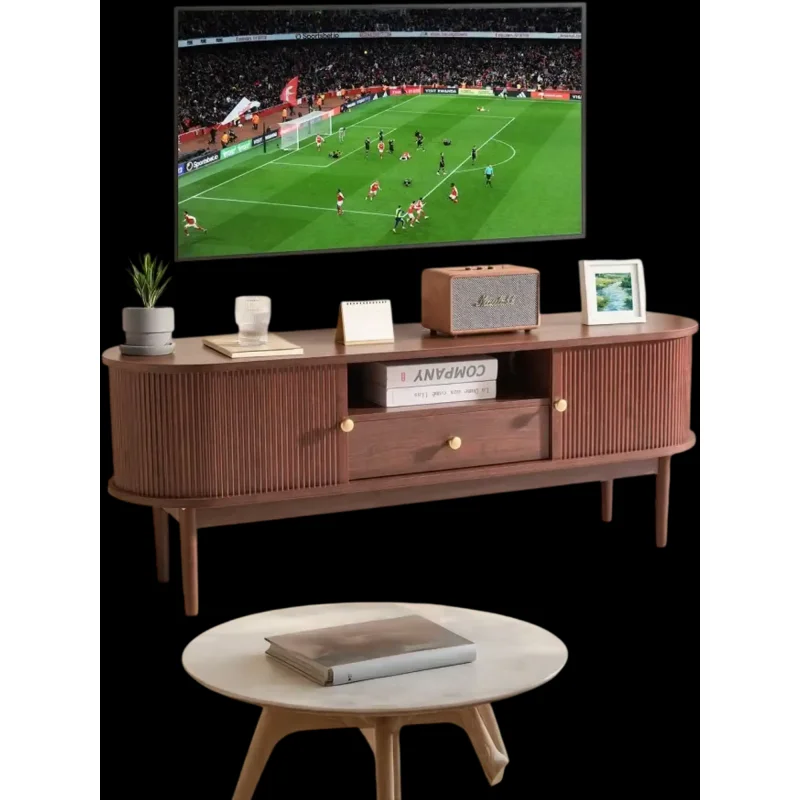 Vevor TV Stand Mid-Century Modern Entertainment Center with Rolling Door for 55"-65" TVs New